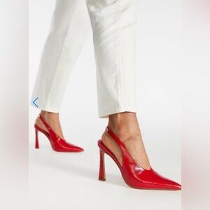 Shoe Dazzle Red Pointed-Toe Slingback Heels